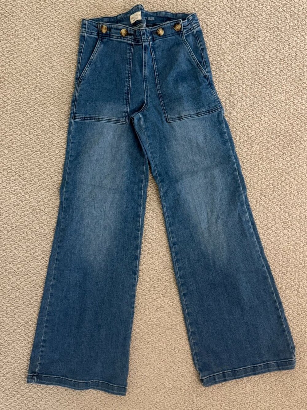 Pilcro High-Waist Wide Leg Denim Pants in Medium Blue Size 27